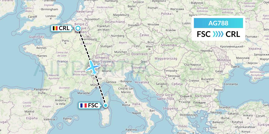 AG788 Aruba Airlines Flight Map: Figari to Brussels