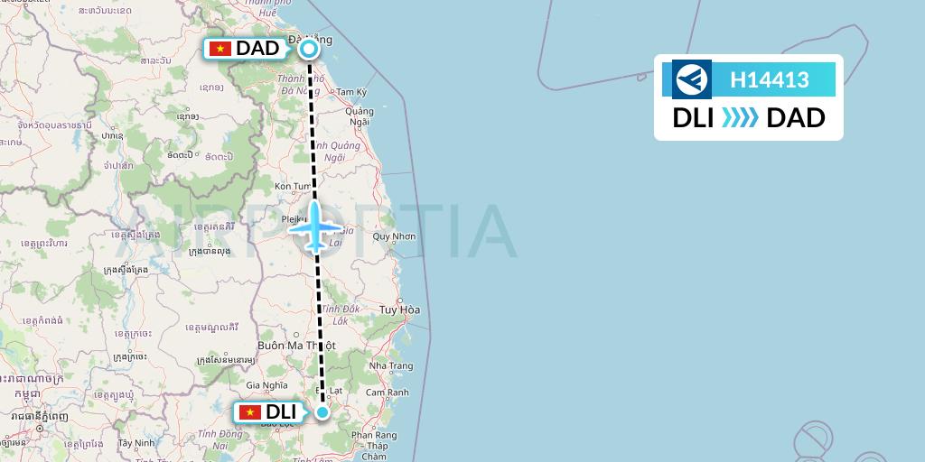 H14413 Hahn Air Systems Flight Map: Da Lat to Da Nang
