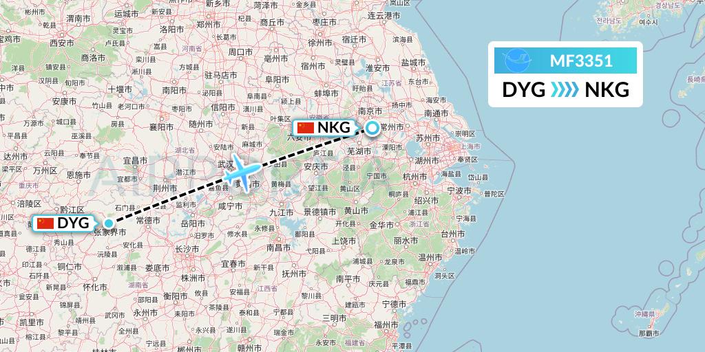 MF3351 Xiamen Airlines Flight Map: Dayong to Nanjing