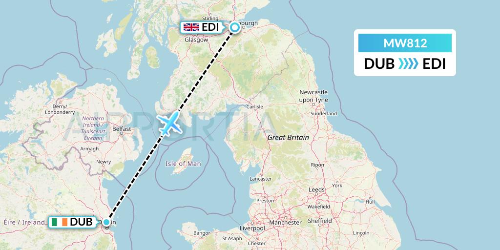 MW812 Mokulele Flight Service Flight Map: Dublin to Edinburgh