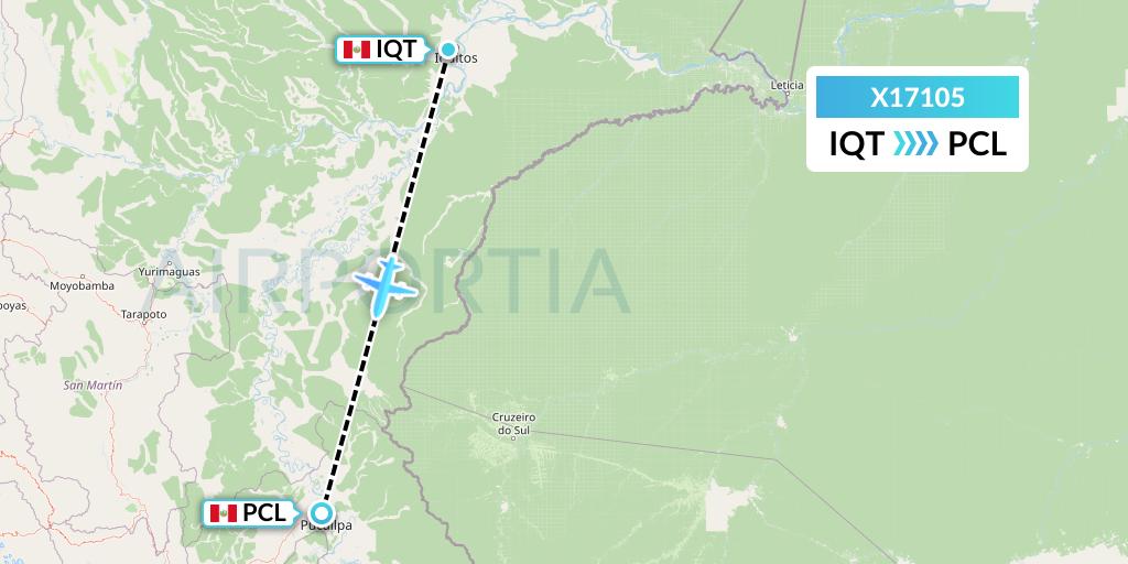 X17105 Nik Airways Flight Map: Iquitos to Pucallpa