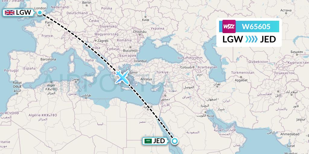 W65605 Flight Status Wizz Air: London to Jeddah (WZZ5605)