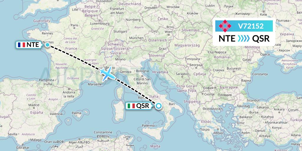 V72152 Volotea Flight Map: Nantes to Salerno