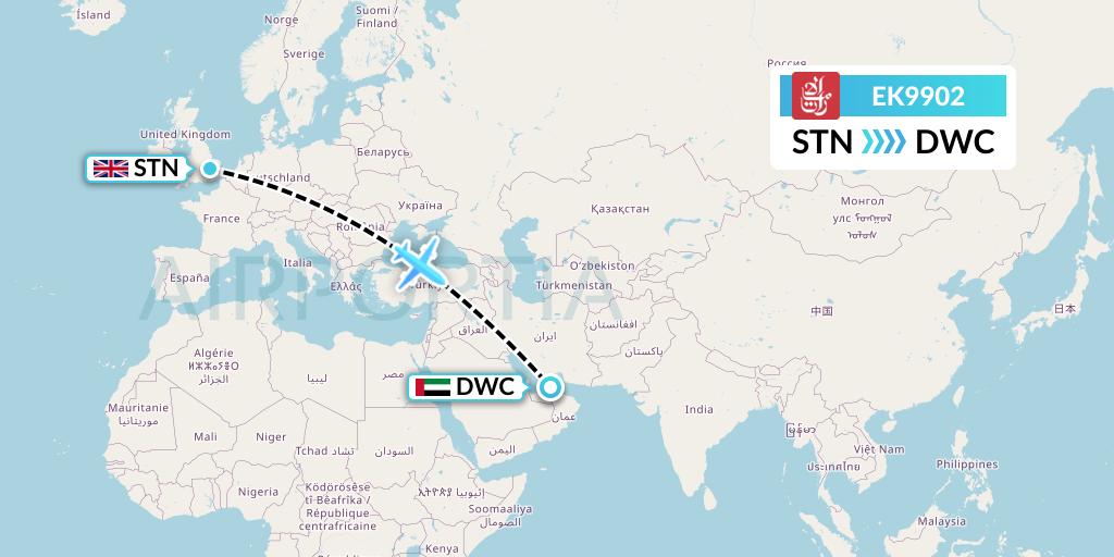 EK9902 Emirates Flight Map: London to Dubai