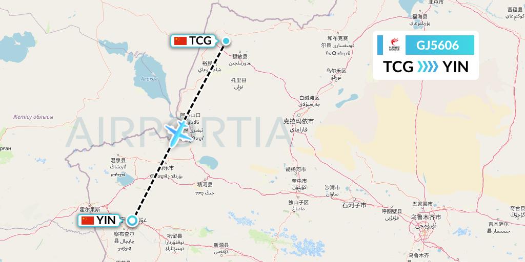 GJ5606 Loong Airlines Flight Map: Tacheng to Yining