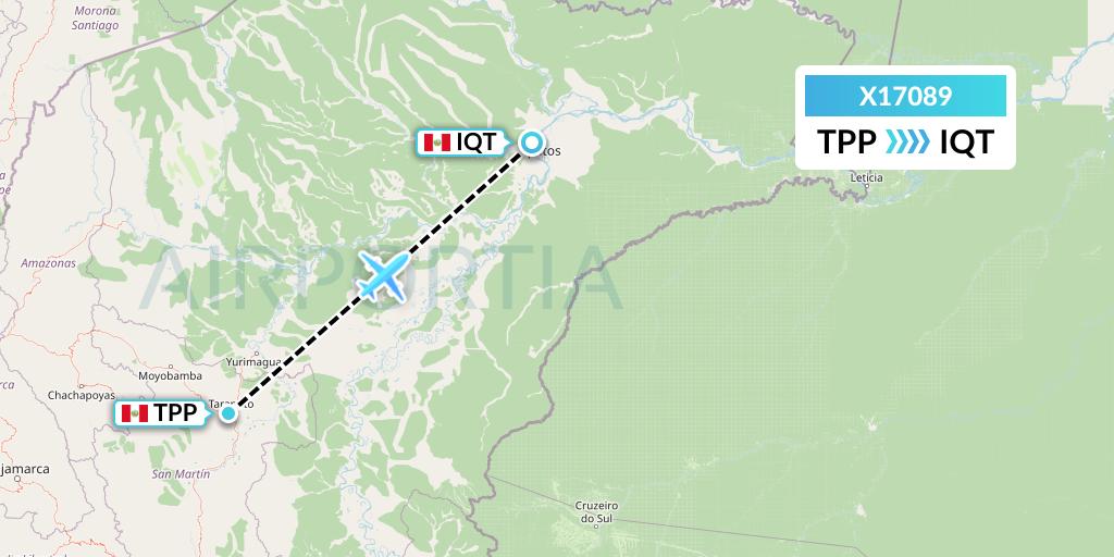 X17089 Nik Airways Flight Map: Tarapoto to Iquitos