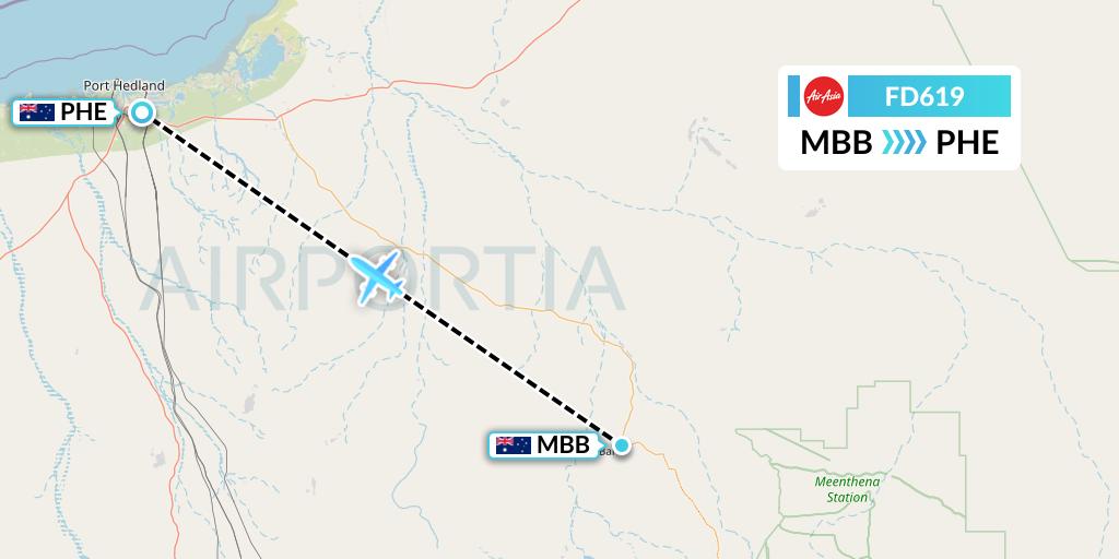 FD619 Thai AirAsia Flight Map: Australia to Port Hedland