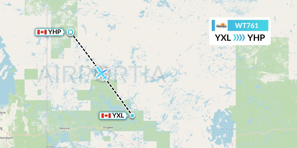 WT761 Swiftair Flight Map: Sioux Lookout to Poplar Hill