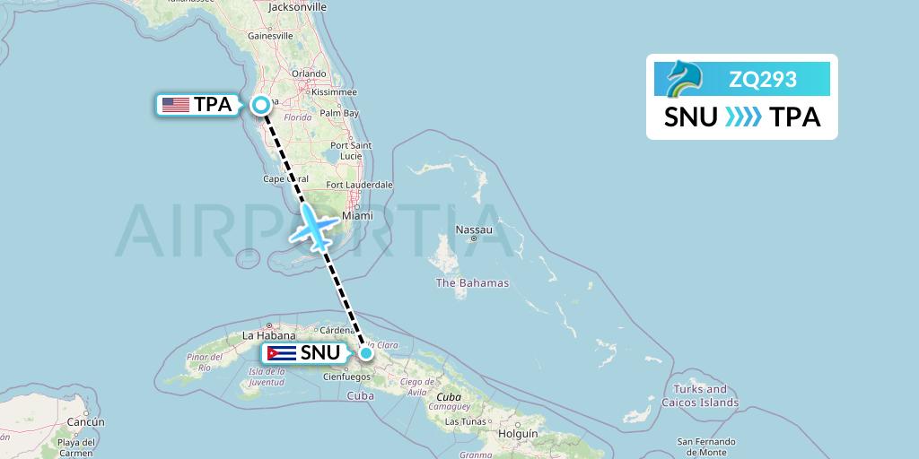 ZQ293 Azman Air Flight Map: Santa Clara to Tampa
