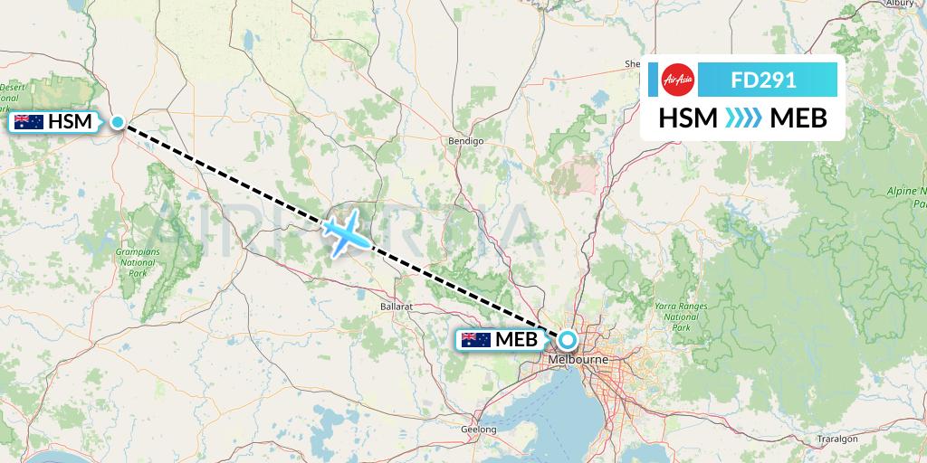 FD291 Thai AirAsia Flight Map: Australia to Essendon
