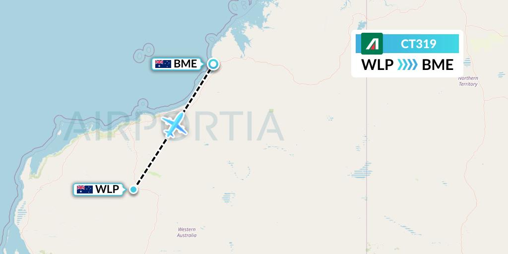 CT319 Alitalia CityLiner Flight Map: West Angelas to Broome