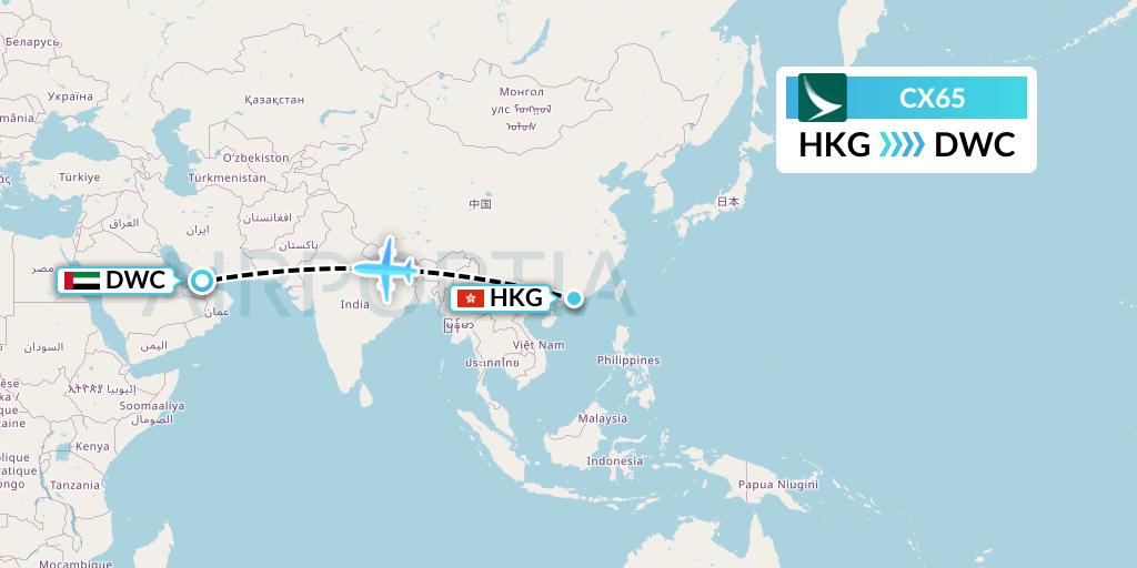 CX65 Cathay Pacific Flight Map: Hong Kong to Dubai