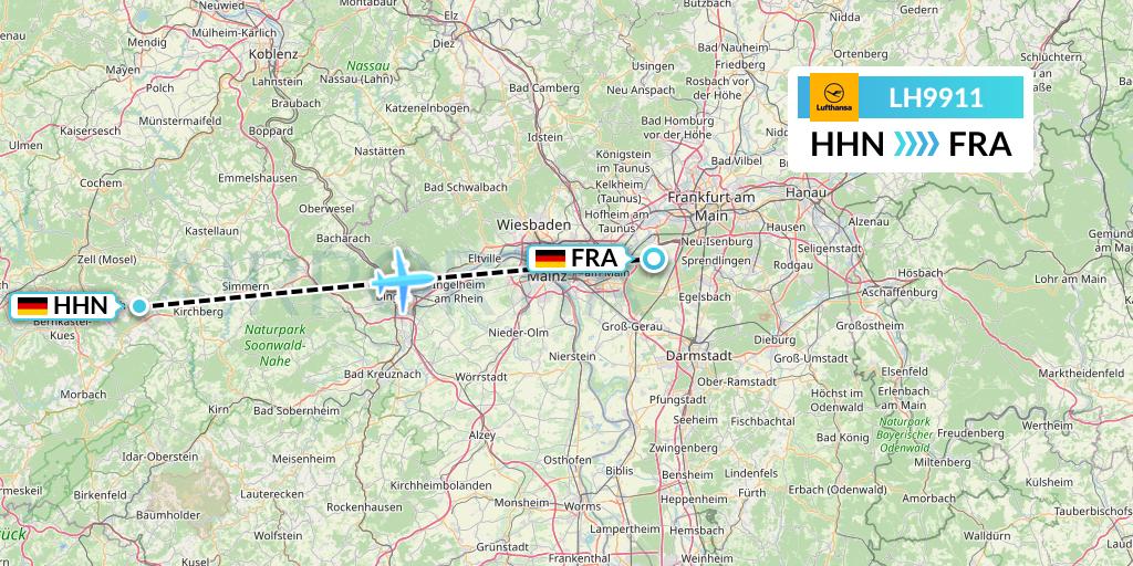 LH9911 Lufthansa Flight Map: Hahn to Frankfurt