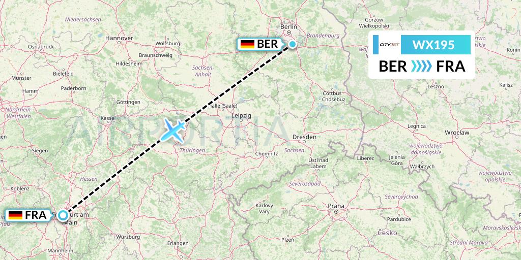 WX195 Cityjet Flight Map: Berlin to Frankfurt