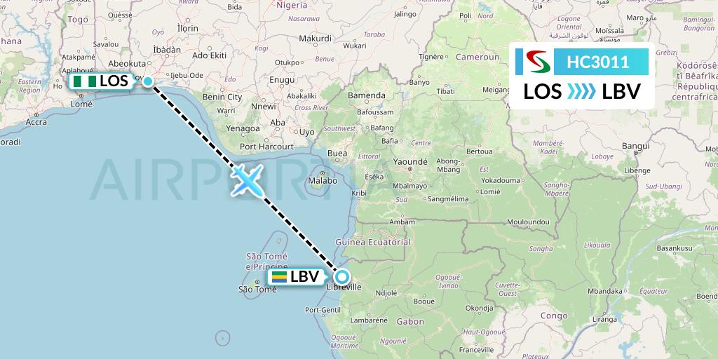 HC3011 Air Senegal Flight Map: Lagos to Libreville