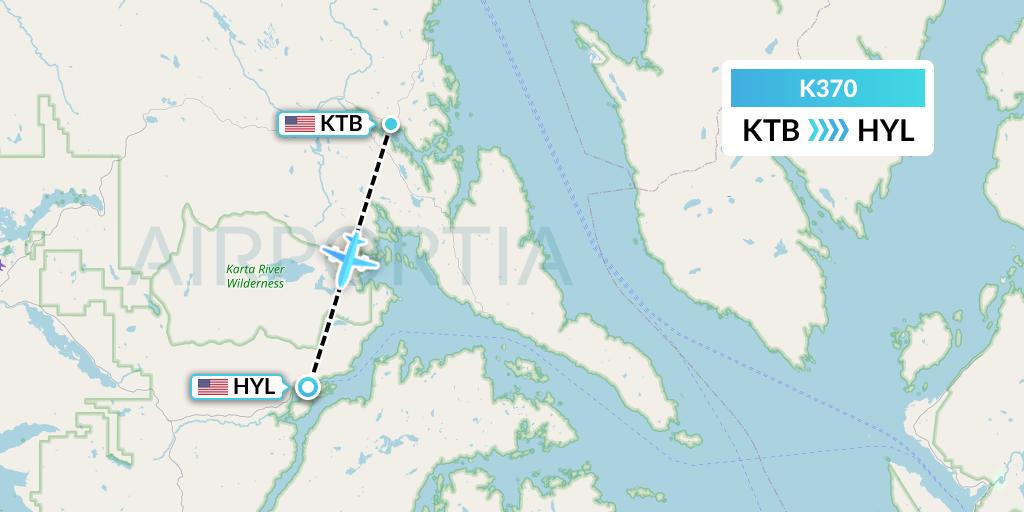 K370 Taquan Air Flight Map: Thorne Bay to Hollis