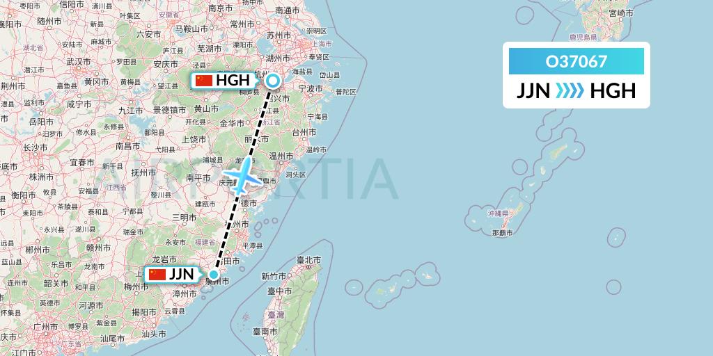 O37067 SF Airlines Flight Map: Jinjiang to Hangzhou