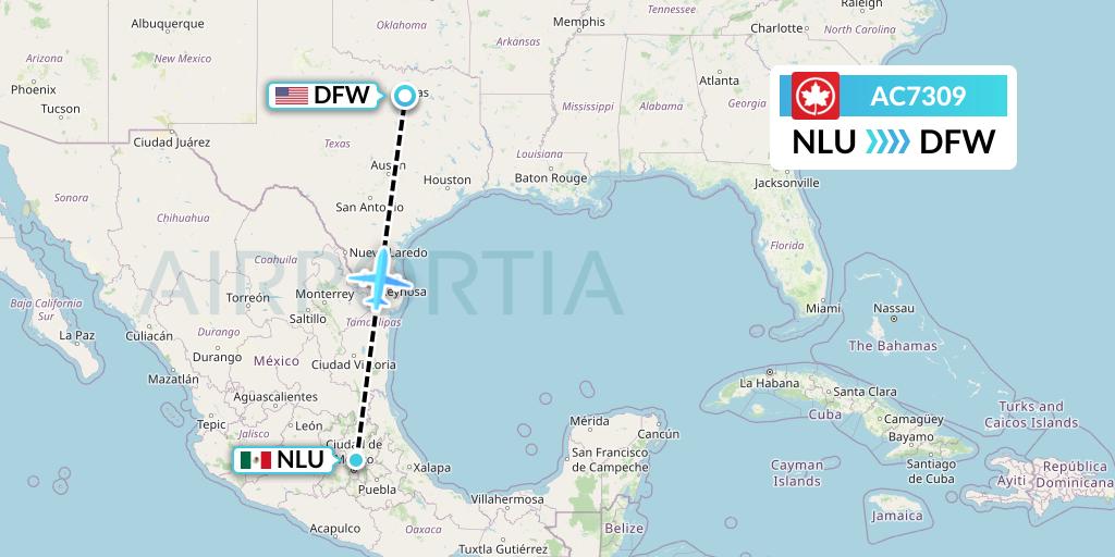 AC7309 Air Canada Flight Map: Reyes Acozac to Dallas