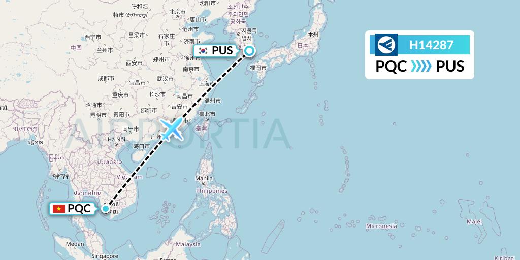 H14287 Hahn Air Systems Flight Map: Phu Quoc to Busan