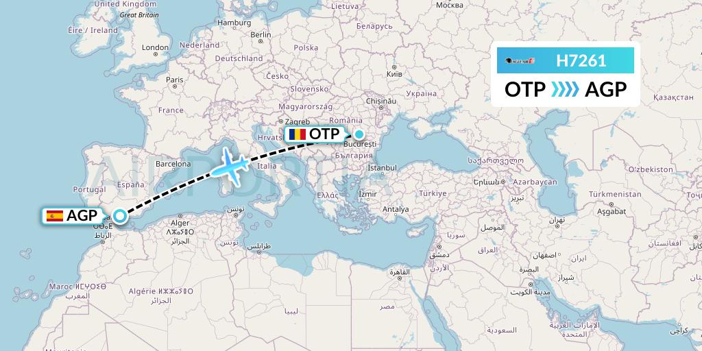 H7261 Eagle Air Flight Map: Bucharest to Malaga