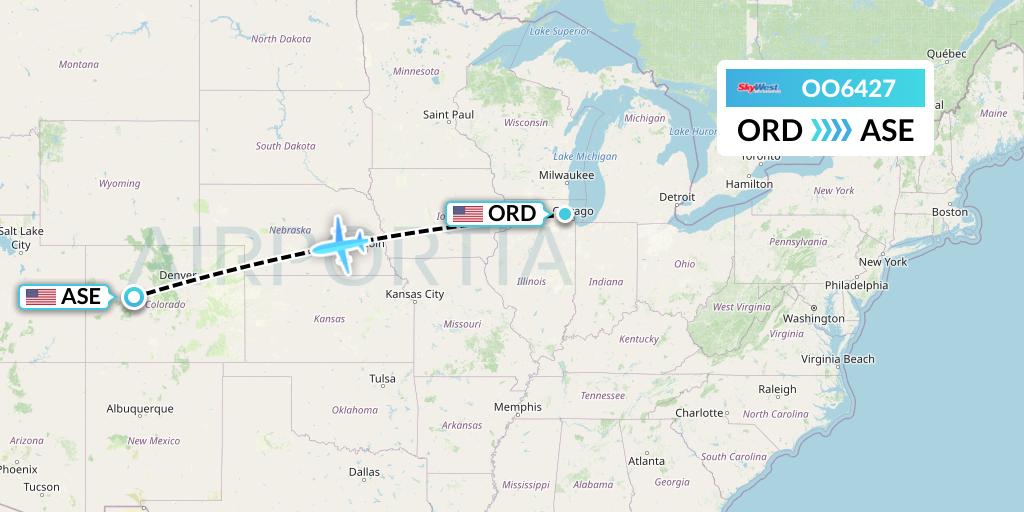 OO6427 SkyWest Airlines Flight Map: Chicago to Aspen
