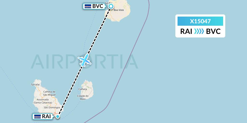 X15047 Nik Airways Flight Map: Praia to Boa Vista