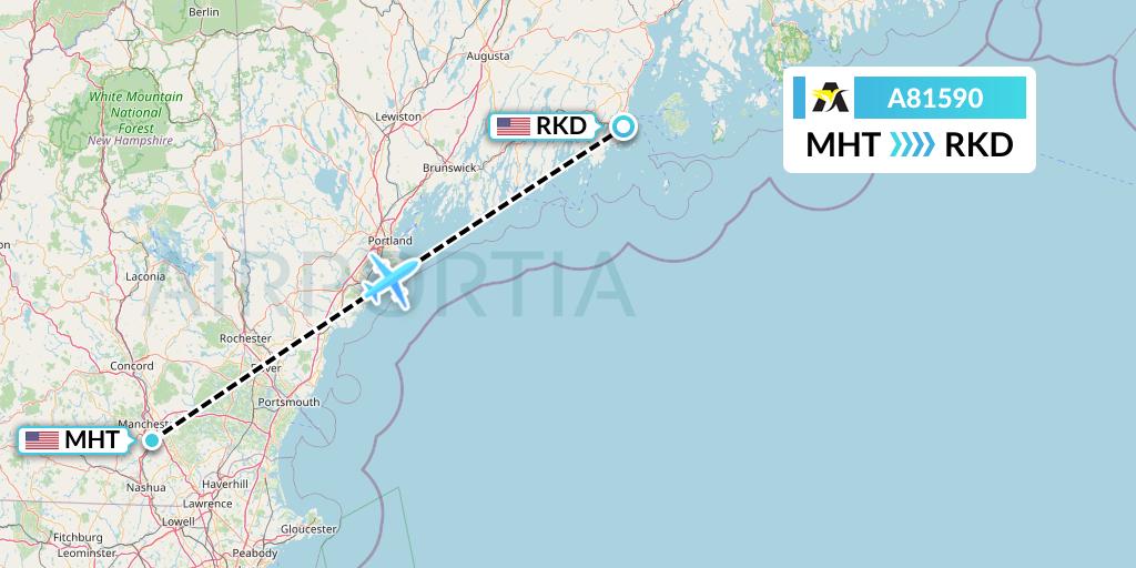 A81590 Aerolink Uganda Flight Map: Manchester to Rockland