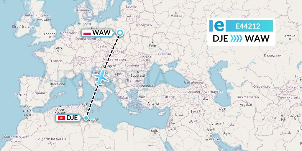E44212 Estelar Latinoamerica C.A. Flight Map: Djerba to Warsaw