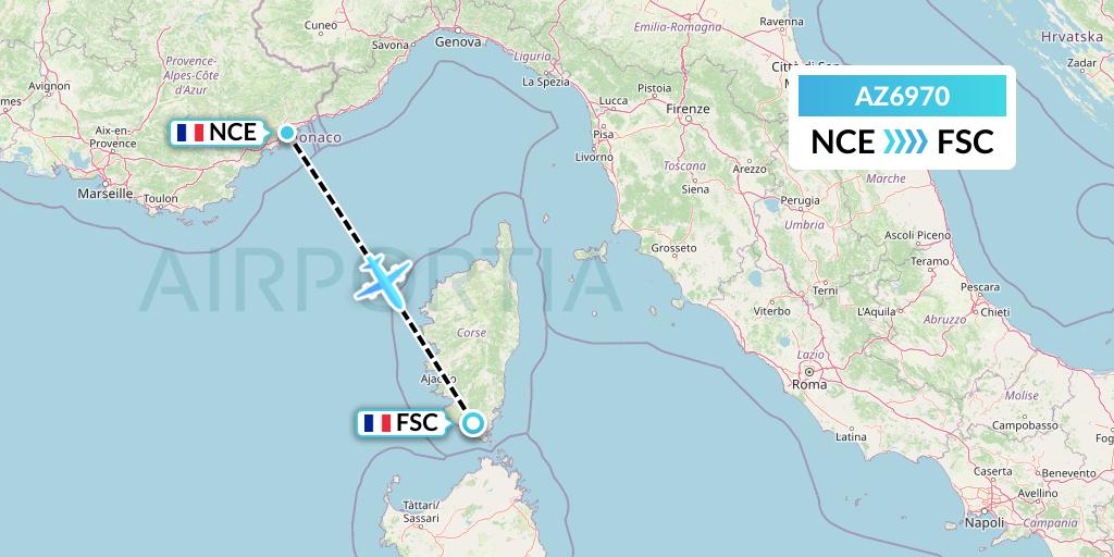 AZ6970 ITA Airways Flight Map: Nice to Figari