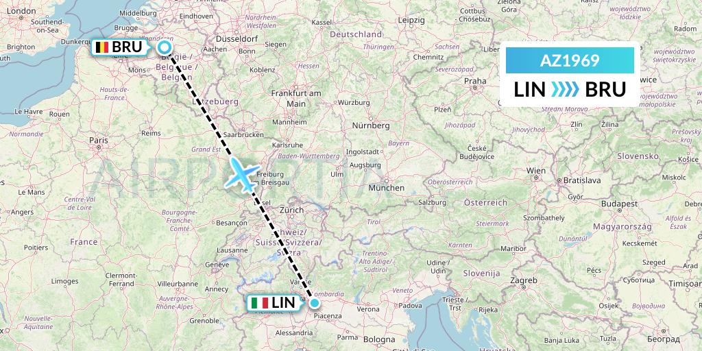 AZ1969 ITA Airways Flight Map: Milan to Brussels