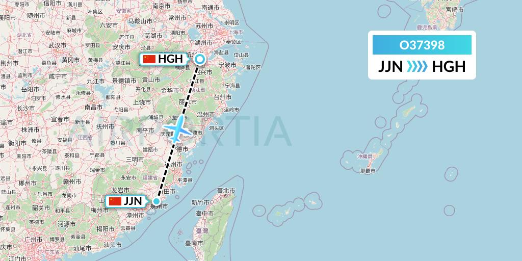O37398 SF Airlines Flight Map: Jinjiang to Hangzhou