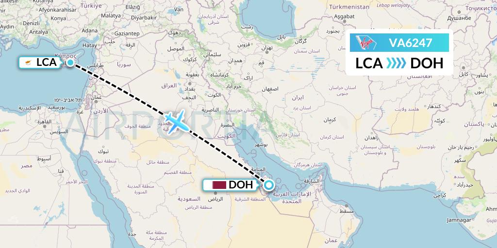 VA6247 Virgin Australia Flight Map: Larnaca to Doha