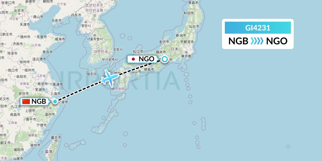 GI4231 Germania Express Flight Map: Ningbo to Nagoya