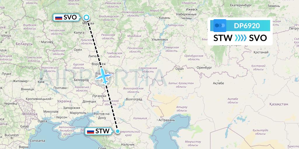 DP6920 Pobeda Flight Map: Stavropol to Moscow