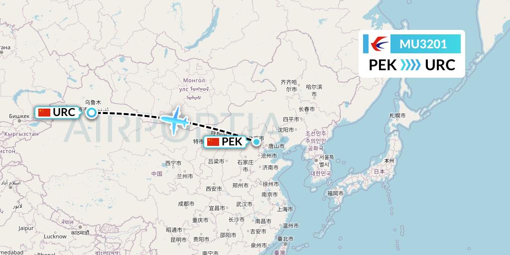 MU3201 China Eastern Airlines Flight Map: Beijing to Urumqi