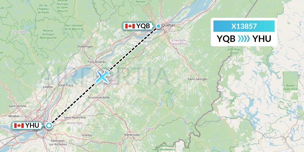 X13857 Nik Airways Flight Map: Quebec to Montreal
