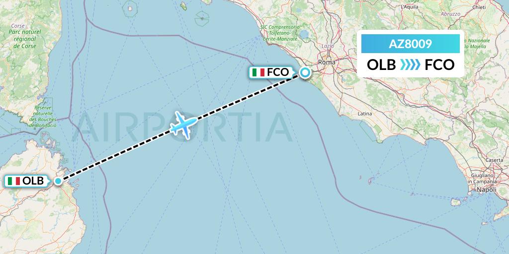 AZ8009 ITA Airways Flight Map: Olbia to Rome