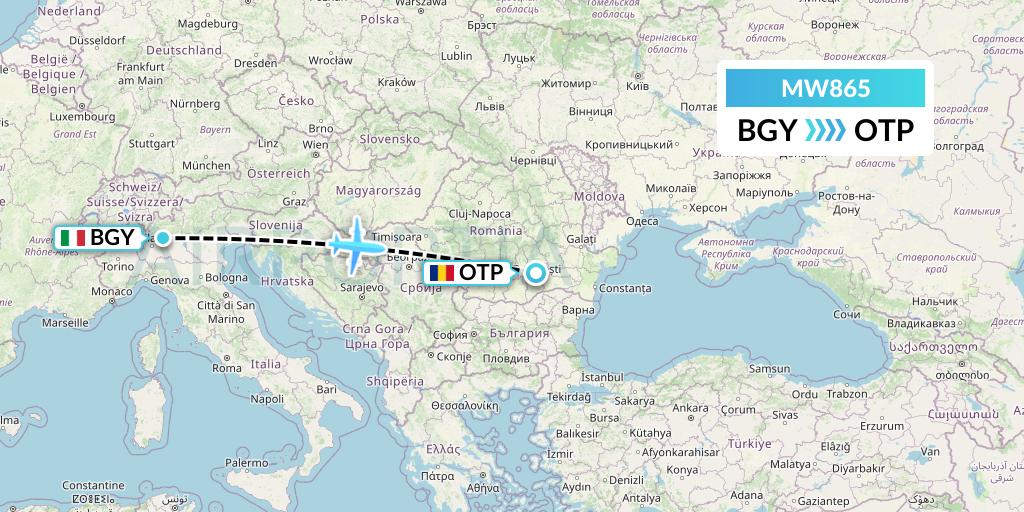 MW865 Mokulele Flight Service Flight Map: Milan to Bucharest