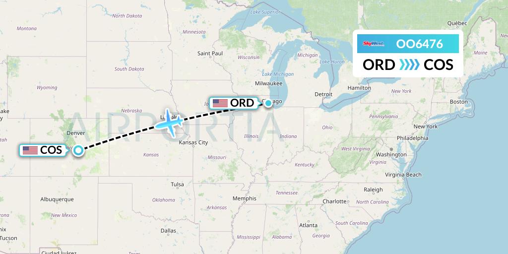 OO6476 SkyWest Airlines Flight Map: Chicago to Colorado Springs