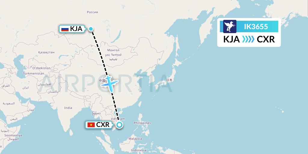 IK3655 Air Kiribati Flight Map: Krasnoyarsk to Nha Trang