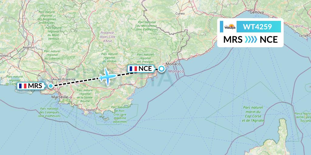 WT4259 Swiftair Flight Map: Marseille to Nice