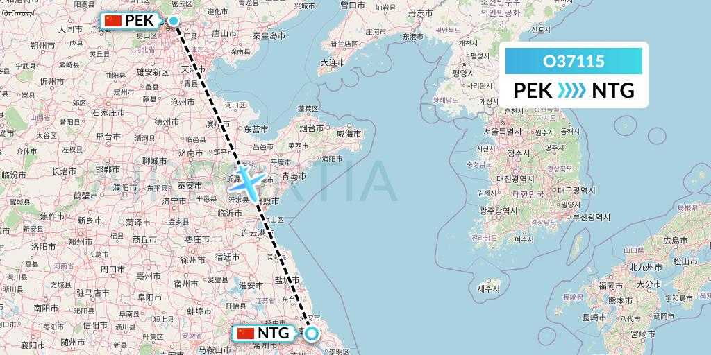 O37115 SF Airlines Flight Map: Beijing to Nantong