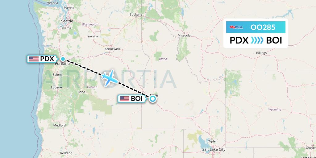 OO285 SkyWest Airlines Flight Map: Portland to Boise