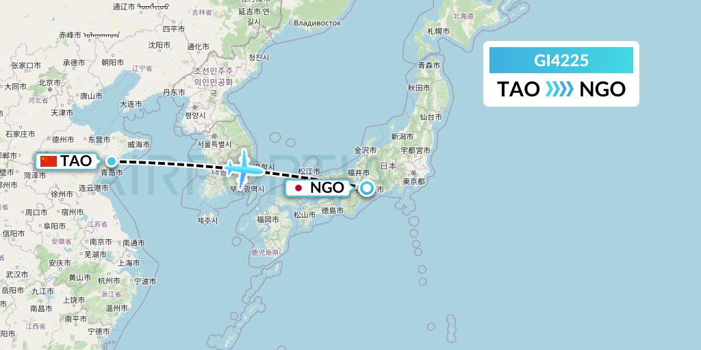 GI4225 Germania Express Flight Map: Qingdao to Nagoya