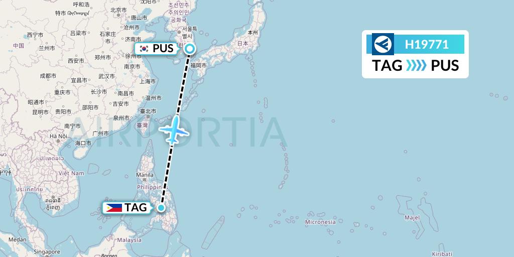 H19771 Hahn Air Systems Flight Map: Tagbilaran City to Busan