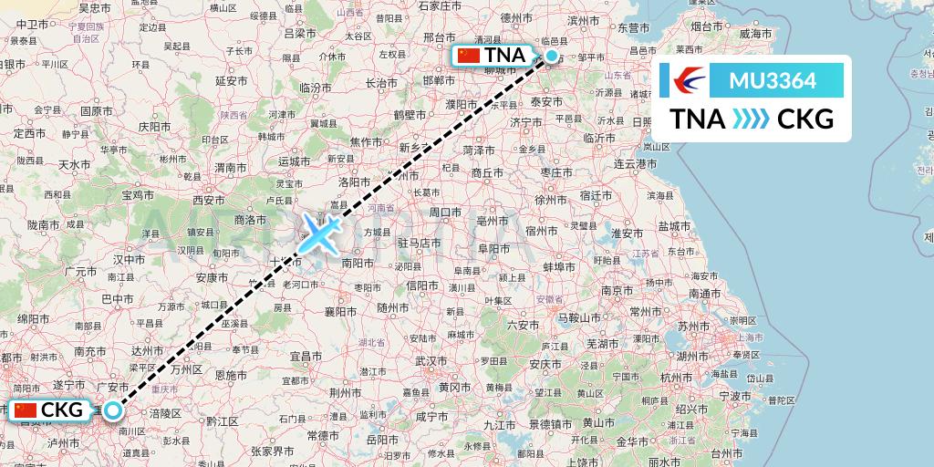 MU3364 China Eastern Airlines Flight Map: Jinan to Chongqing