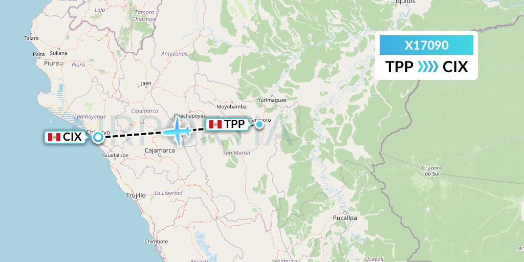 X17090 Nik Airways Flight Map: Tarapoto to Chiclayo