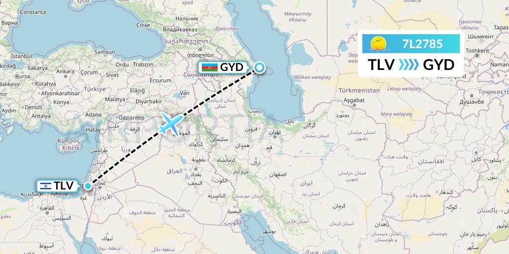 7L2785 Silk Way West Airlines Flight Map: Tel Aviv to Baku