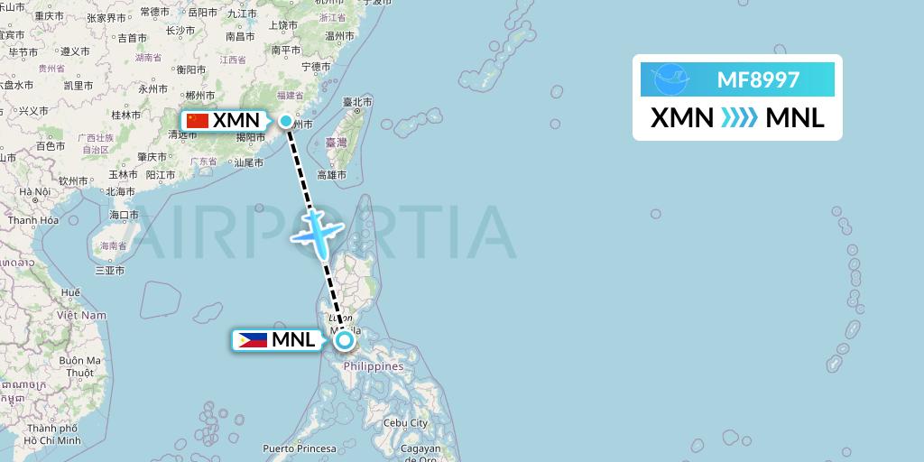 MF8997 Xiamen Airlines Flight Map: Xiamen to Manila