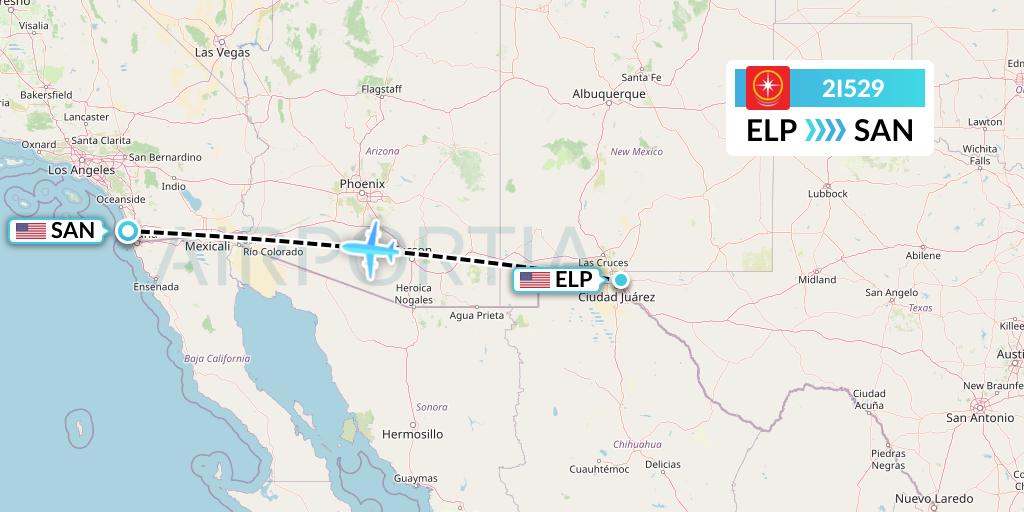 2I529 Star Peru Flight Map: El Paso to San Diego